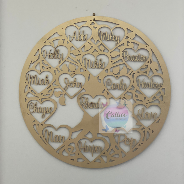 Round Tree of Life with 15 Hearts - 60cm