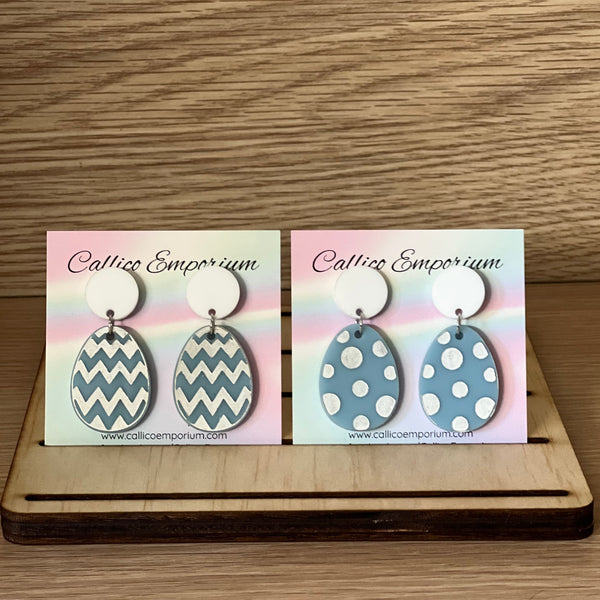 Acrylic Easter Stud Dangle Earrings - Chevron or Dots