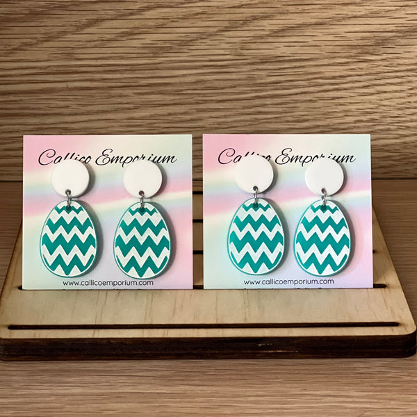 Acrylic Easter Stud Dangle Earrings - Chevron or Dots