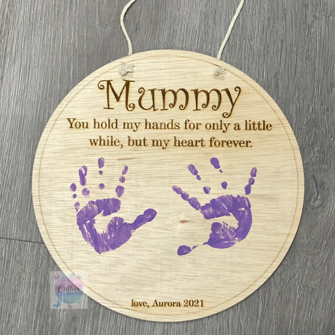 Custom DIY hand / foot print wooden sign