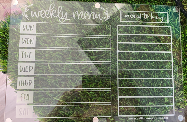 Weekly Menu / Need to Buy Acrylic fridge planner