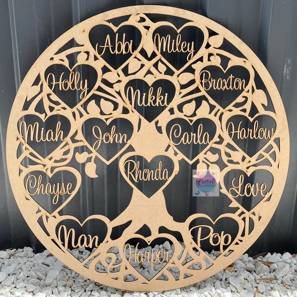 Round Tree of Life with 15 Hearts - 60cm