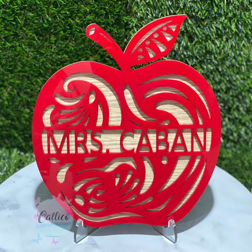 Personalised double layered Teachers Apple Sign