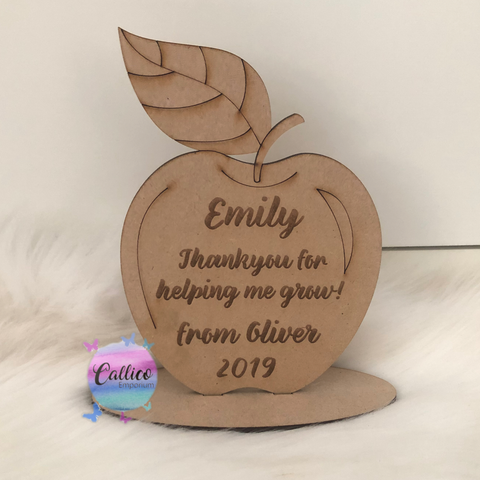 Teachers Apple stand - engraved plaque