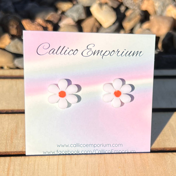 Daisy White Acrylic Studs - assorted colours
