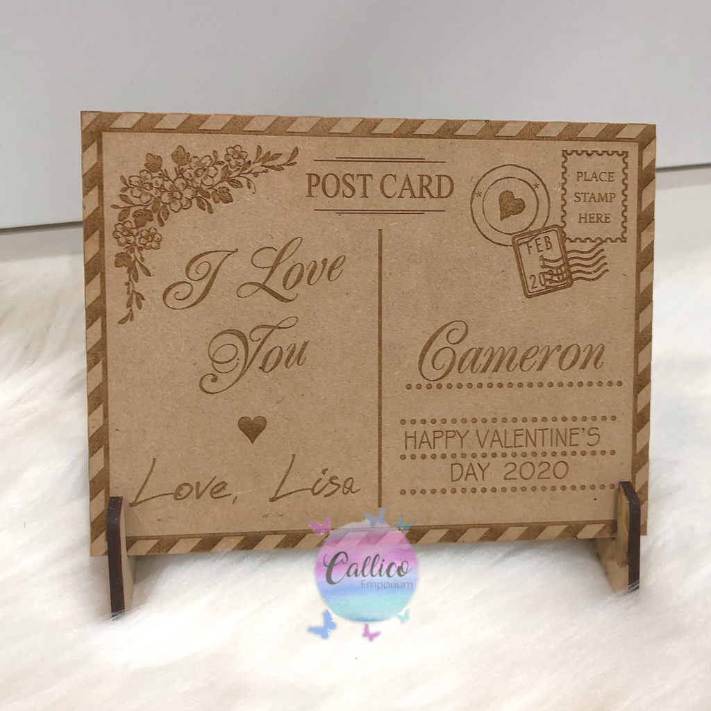 Valentine’s Day Personalised Wooden Postcard