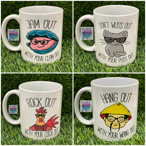Set of 4  Funny Phrases Mug collection