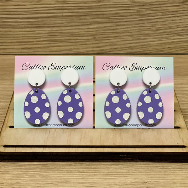 Acrylic Easter Stud Dangle Earrings - Chevron or Dots