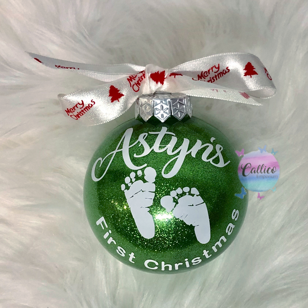 Baby’s First Christmas Personalised Glitter Bauble