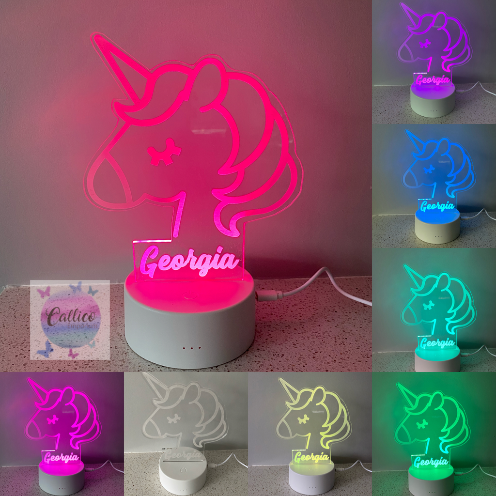 Unicorn Shape Custom Name Acrylic Light