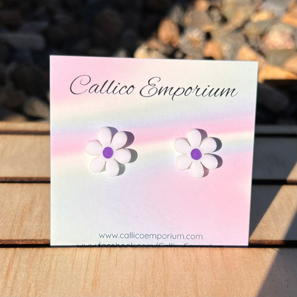 Daisy White Acrylic Studs - assorted colours
