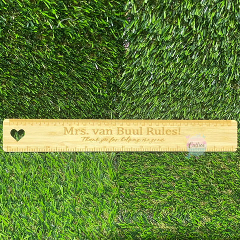 Teachers engraved bamboo 30cm ruler