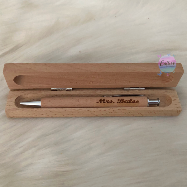 Teachers Personalised Wooden Pen Set with Box - Engraved