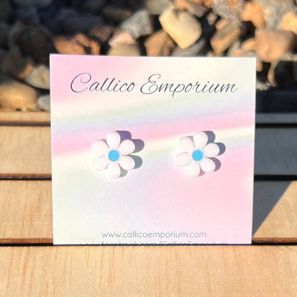 Daisy White Acrylic Studs - assorted colours