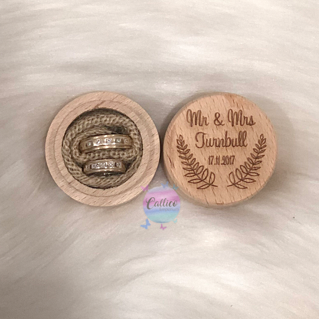 Personalised Engraved Wooden Wedding Ring Box
