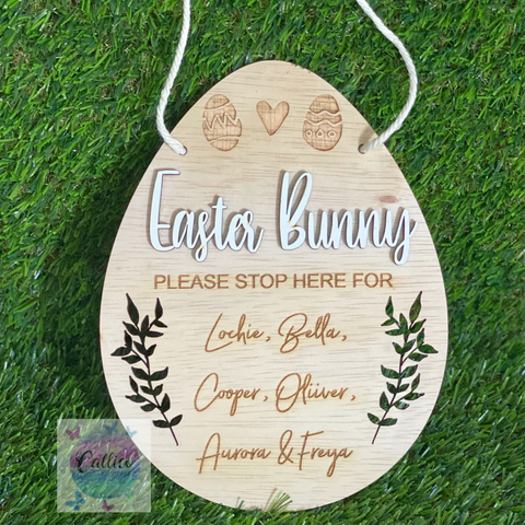 Easter Bunny Please Stop Here Sign Personalised