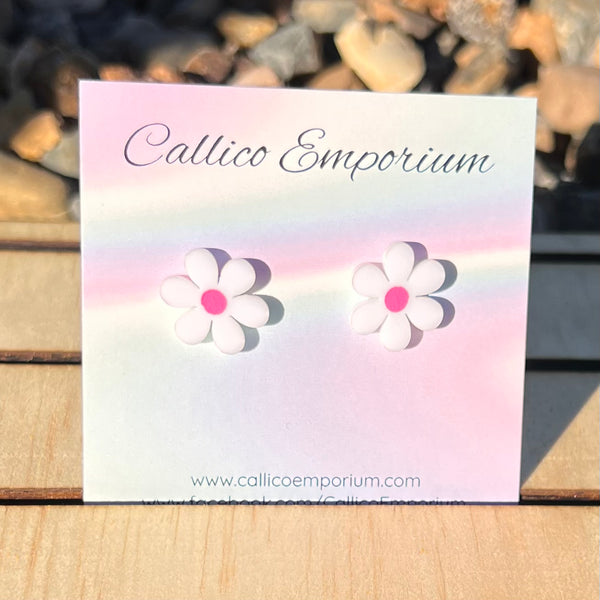 Daisy White Acrylic Studs - assorted colours