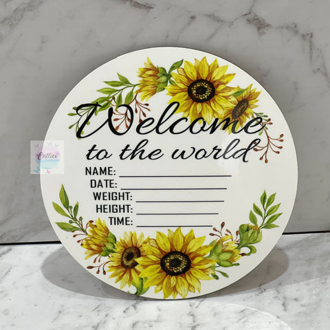 Sunflowers Welcome to the World Birth Announcement Disc