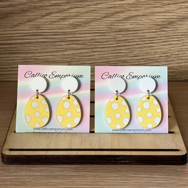 Acrylic Easter Stud Dangle Earrings - Chevron or Dots