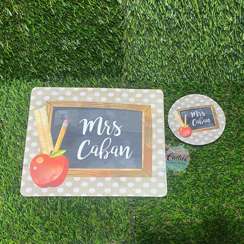 Teachers Personlised Mouse Pad and Coaster Set