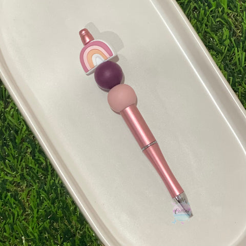 “Pink Rainbow” Rose Gold Beaded Pen