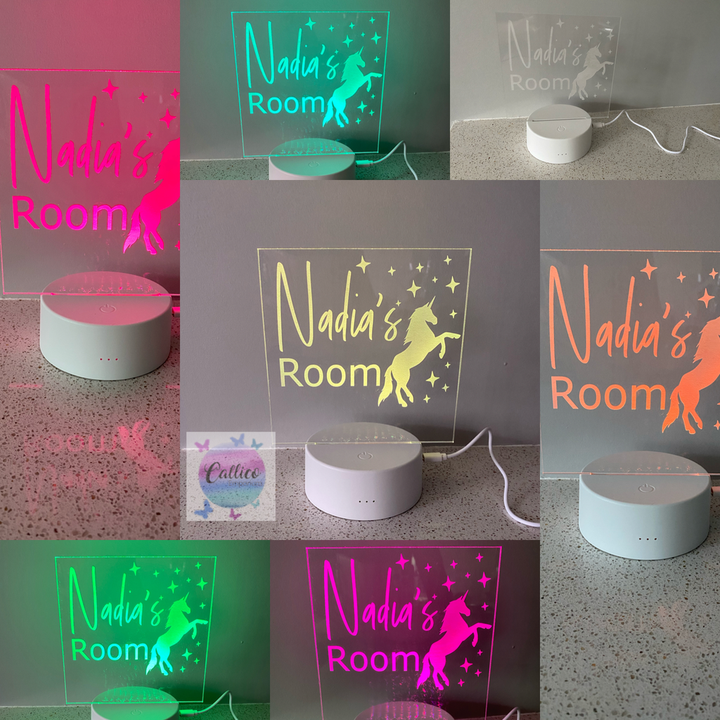 “Personalised Name Room” Unicorn & Stars Acrylic Light