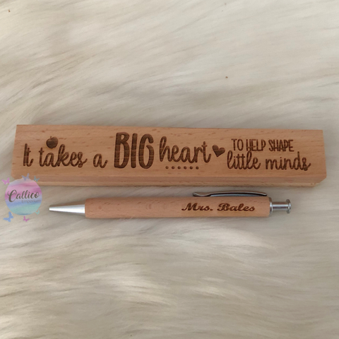 Teachers Personalised Wooden Pen Set with Box - Engraved