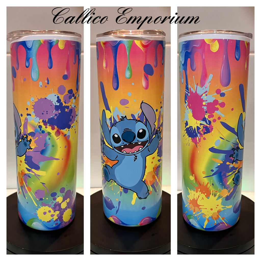 20oz　Emporium　printed　Callico　Paint　–　Alien　Tumbler　Rainbow　Splatter