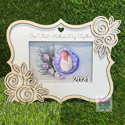 Mother’s Day engraved wooden frame with stand