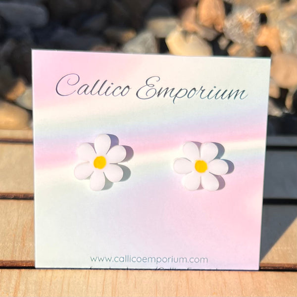 Daisy White Acrylic Studs - assorted colours