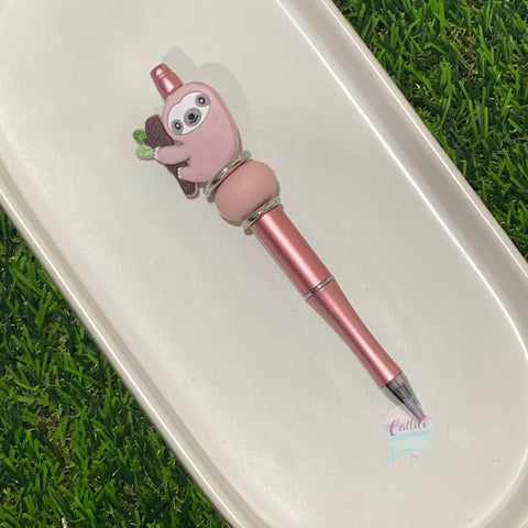 “Pink Sloth”  Rose Gold Beaded Pen