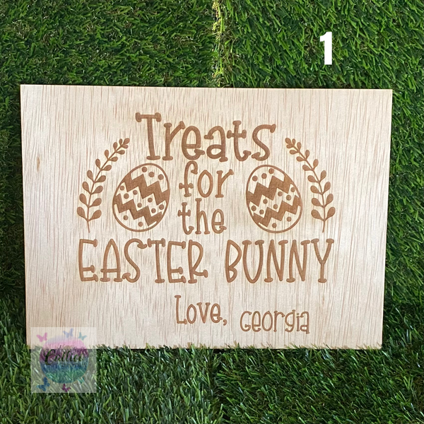 Treats for the Easter Bunny personalised plywood board