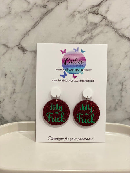 Jolly as F Glitter Earrings