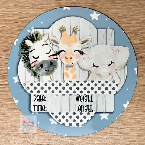 Safari Animals printed Birth Announcement Disc