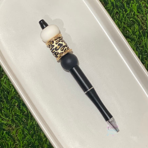 “Luxe Leopard” Black Beaded Pen
