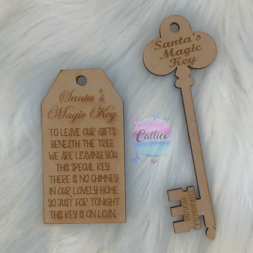 Santa’s Magic Key Personalised Christmas wooden engraved gift tag set