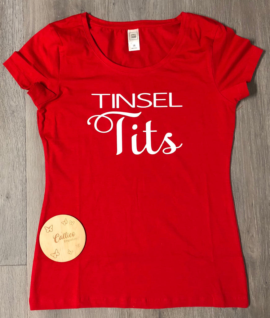 “Tinsel Tits” Cheeky Womens Christmas Tee