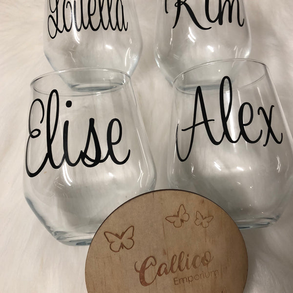 Personalised Stemless Wine Glass