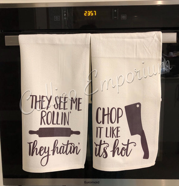 Quirky and Adapted Song Lyrics Printed Tea Towels